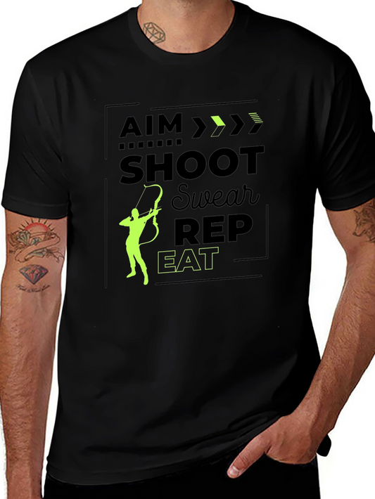 Archery Aim Shoot Repeat Mens Graphic T-Shirt