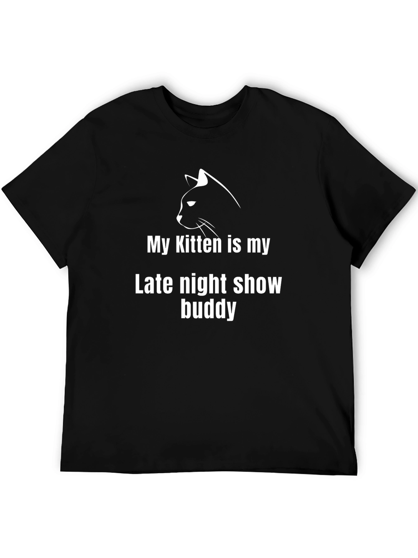Kitten Late Night Show Buddy Black T-Shirt