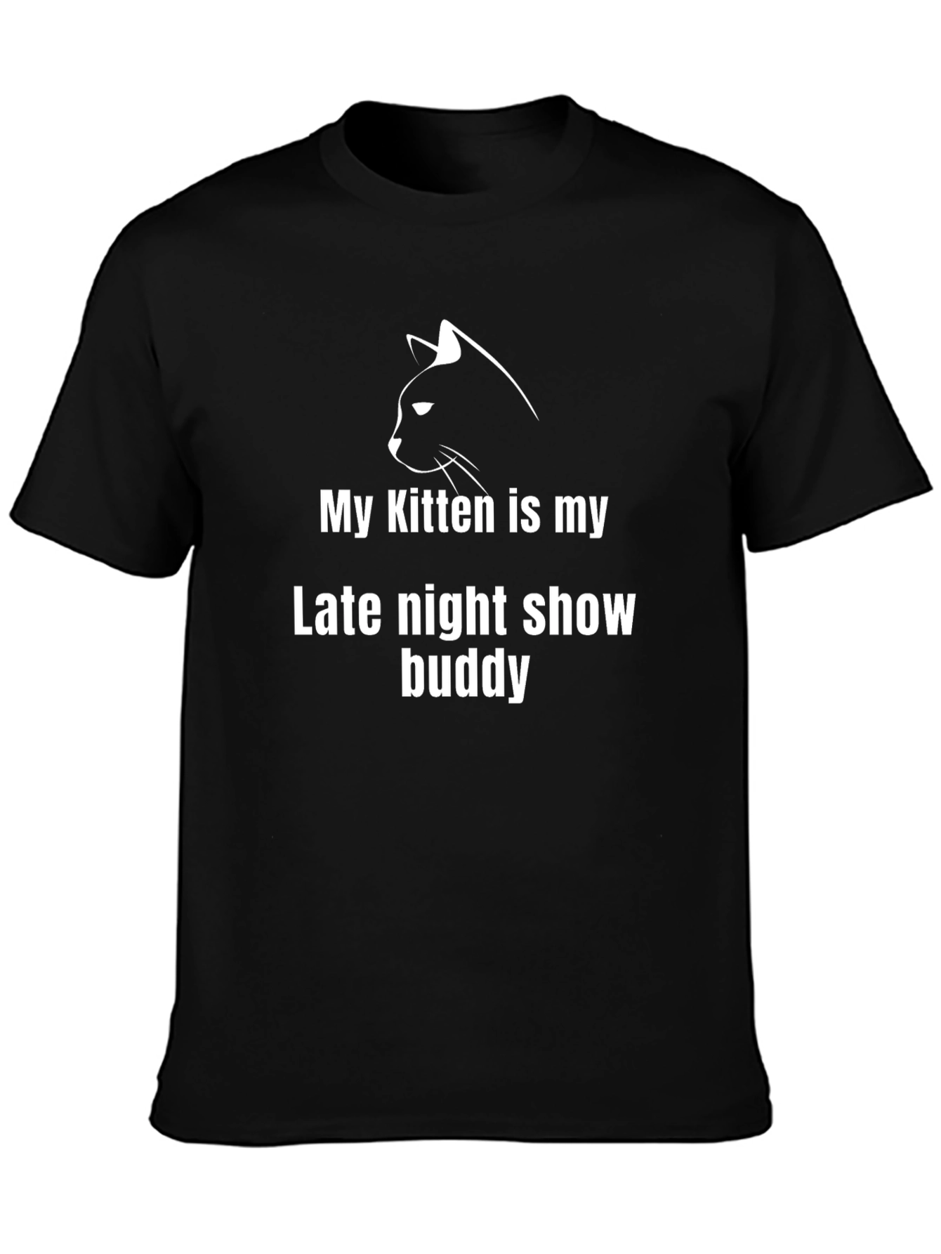 Kitten Late Night Show Buddy Black T-Shirt