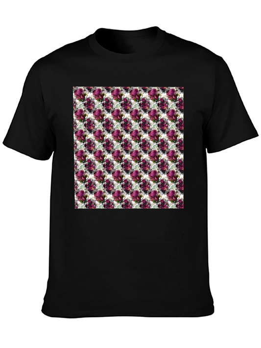Floral Pattern Black T-Shirt