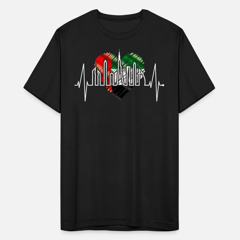 Dubai Skyline Heartbeat Burj Khalifa Love UAE Flag