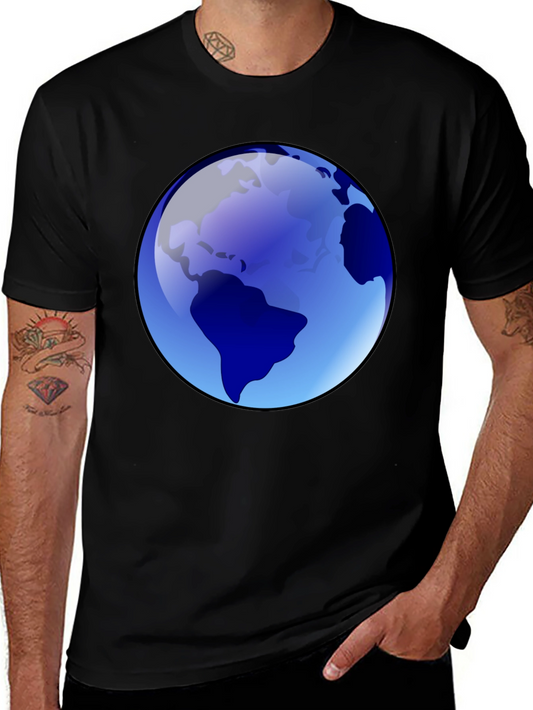 Earth Globe Graphic Print Crewneck T-Shirt