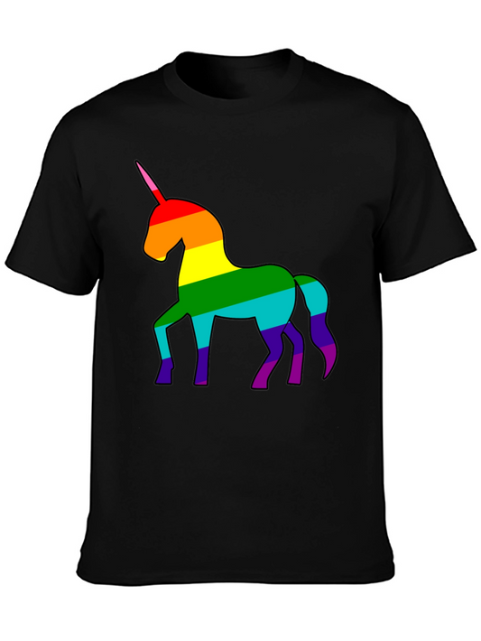 Rainbow Unicorn Graphic T-Shirt - Black Cotton Tee