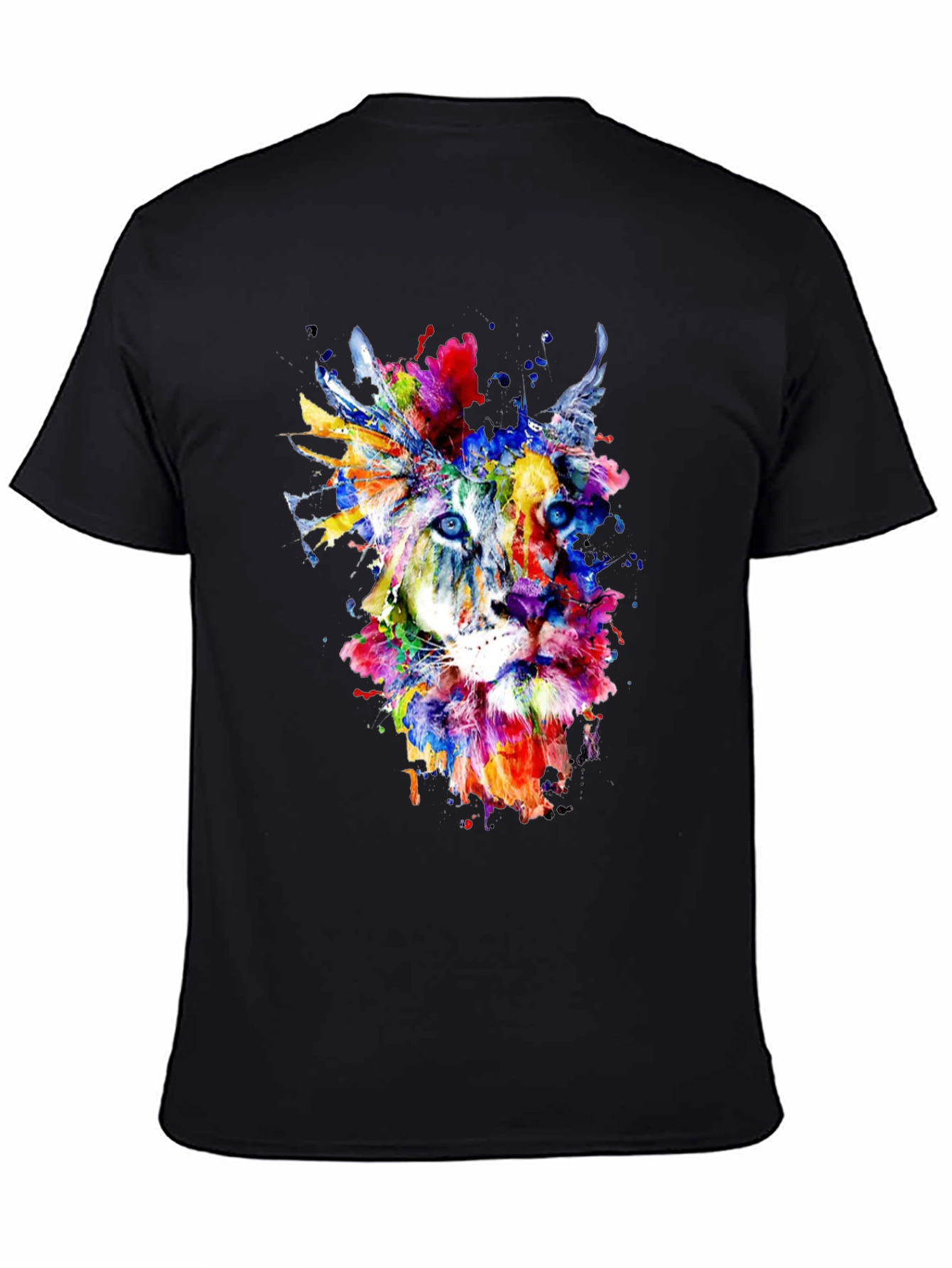 Abstract Lion Graphic Tee - Mens Black T-Shirt