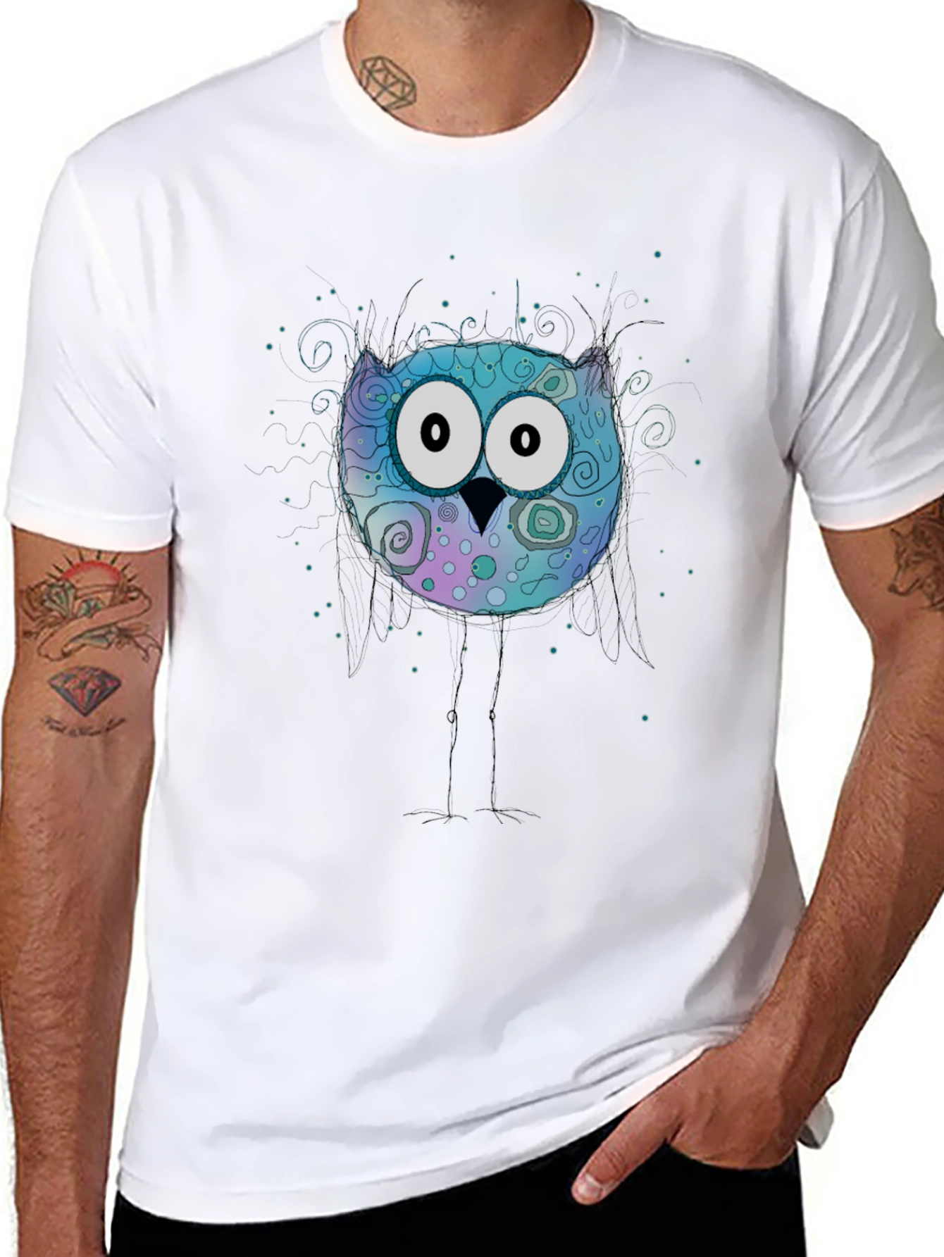 Owl Graphic Print Crew Neck T-Shirt