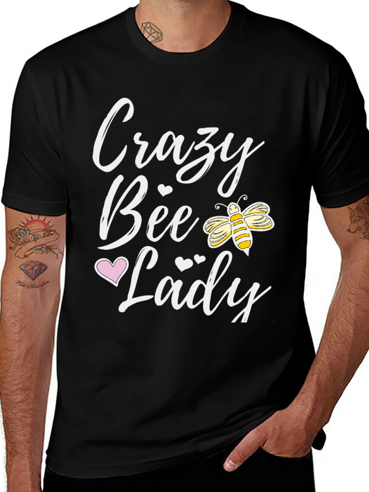 Crazy Bee Lady T-Shirt - Black Cotton Tee