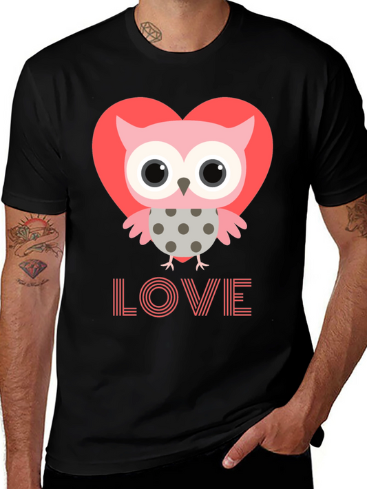 Owl Love Graphic Tee - Mens Black T-Shirt