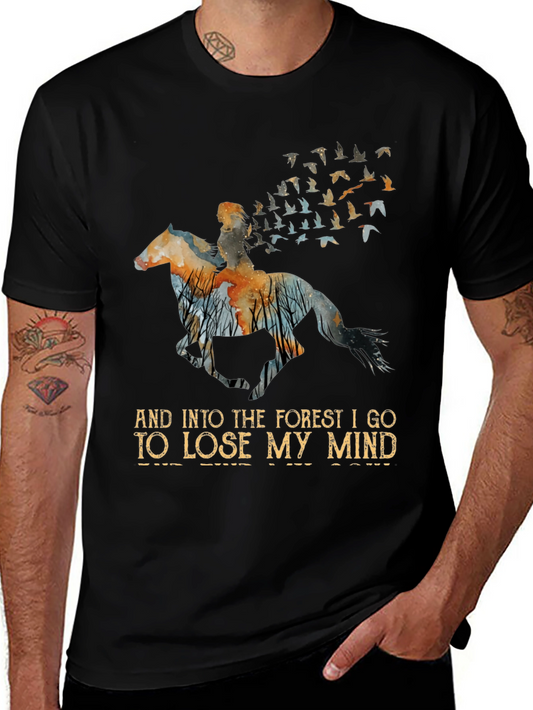 Forest Horse Rider T-Shirt: Lose My Mind Design