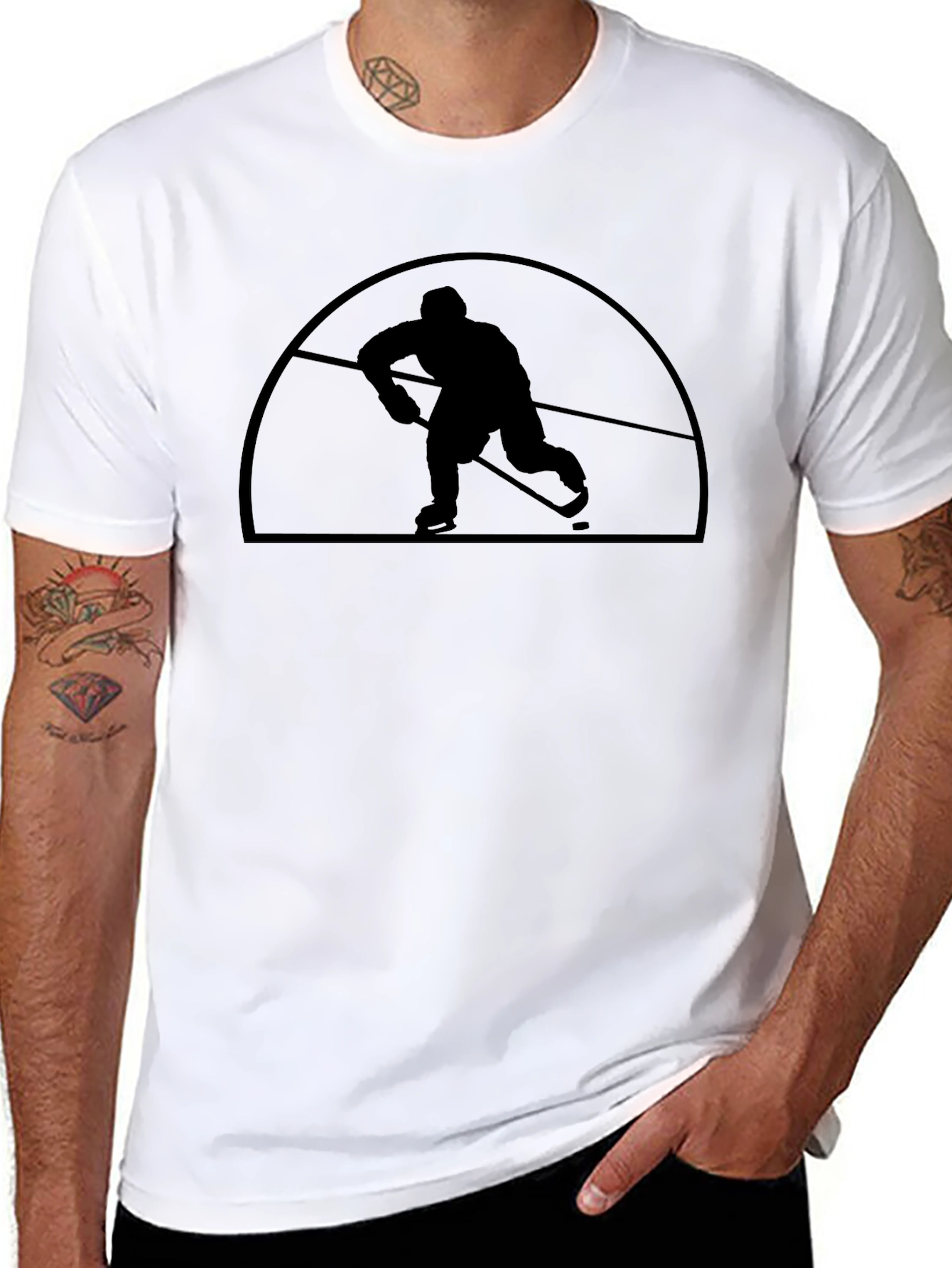 Hockey Player Silhouette Graphic T-Shirt