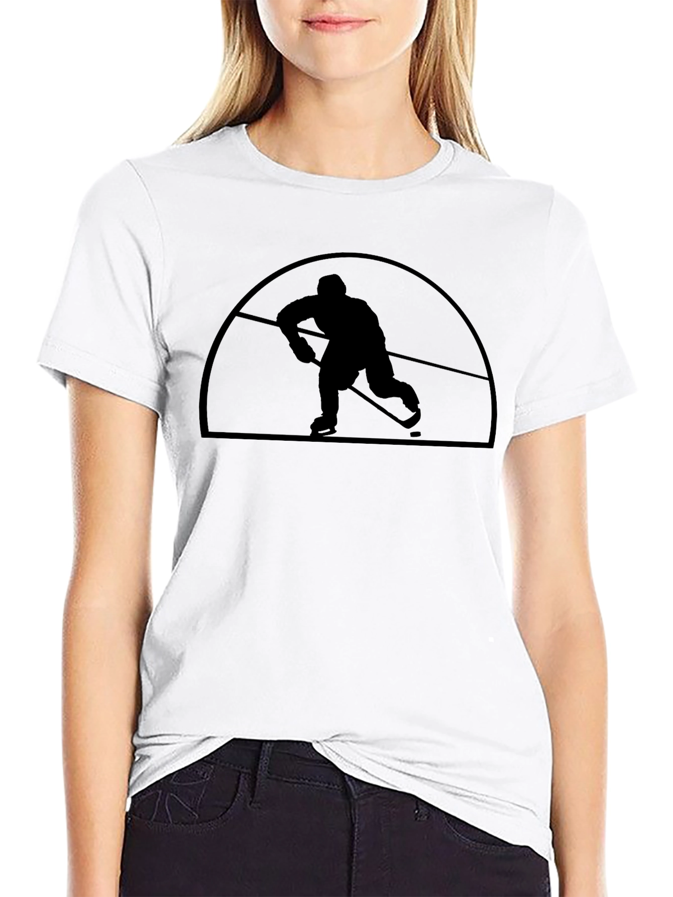 Hockey Player Silhouette Graphic T-Shirt