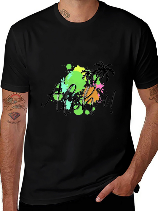 Aloha Graphic Print Black T-Shirt