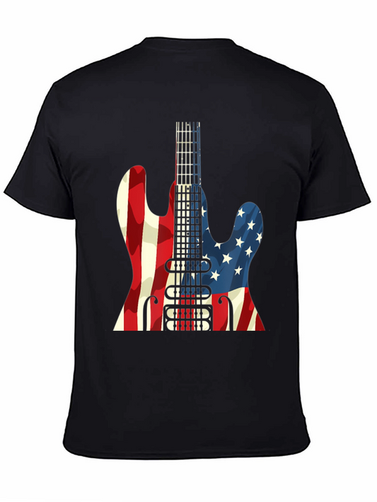 American Flag Guitar Graphic T-Shirt