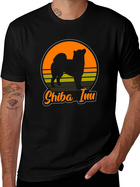 Retro Shiba Inu Sunset Graphic T-Shirt