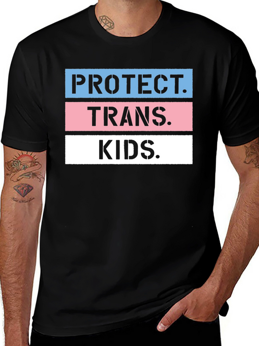 Protect Trans Kids Graphic Tee - Black Cotton Unisex