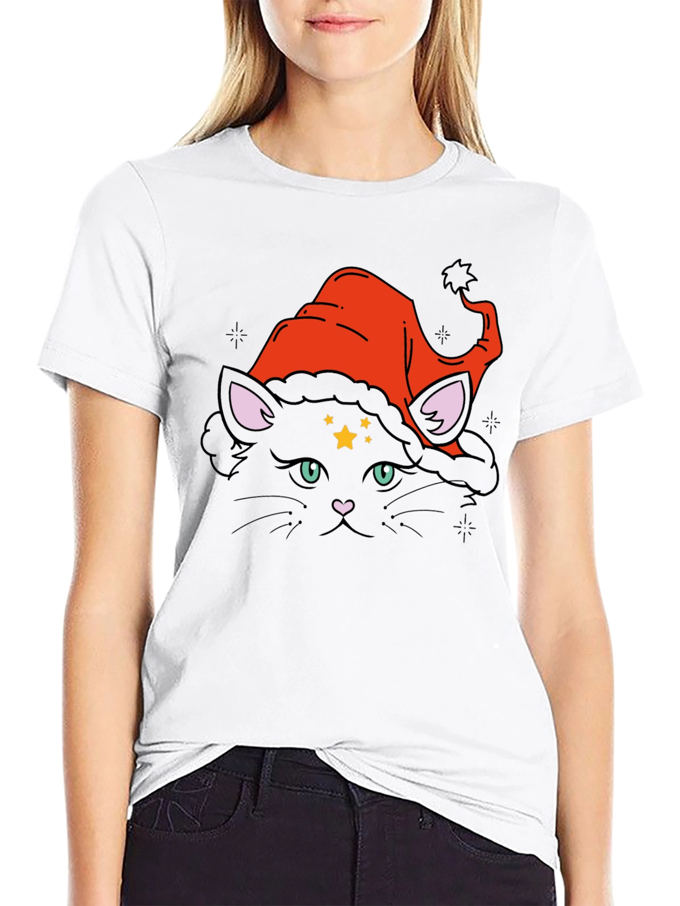 Witch Cat Graphic Tee - Black Cotton T-Shirt