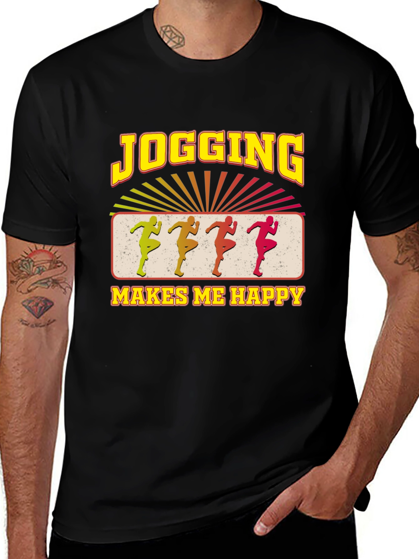 Jogging Makes Me Happy Black T-Shirt