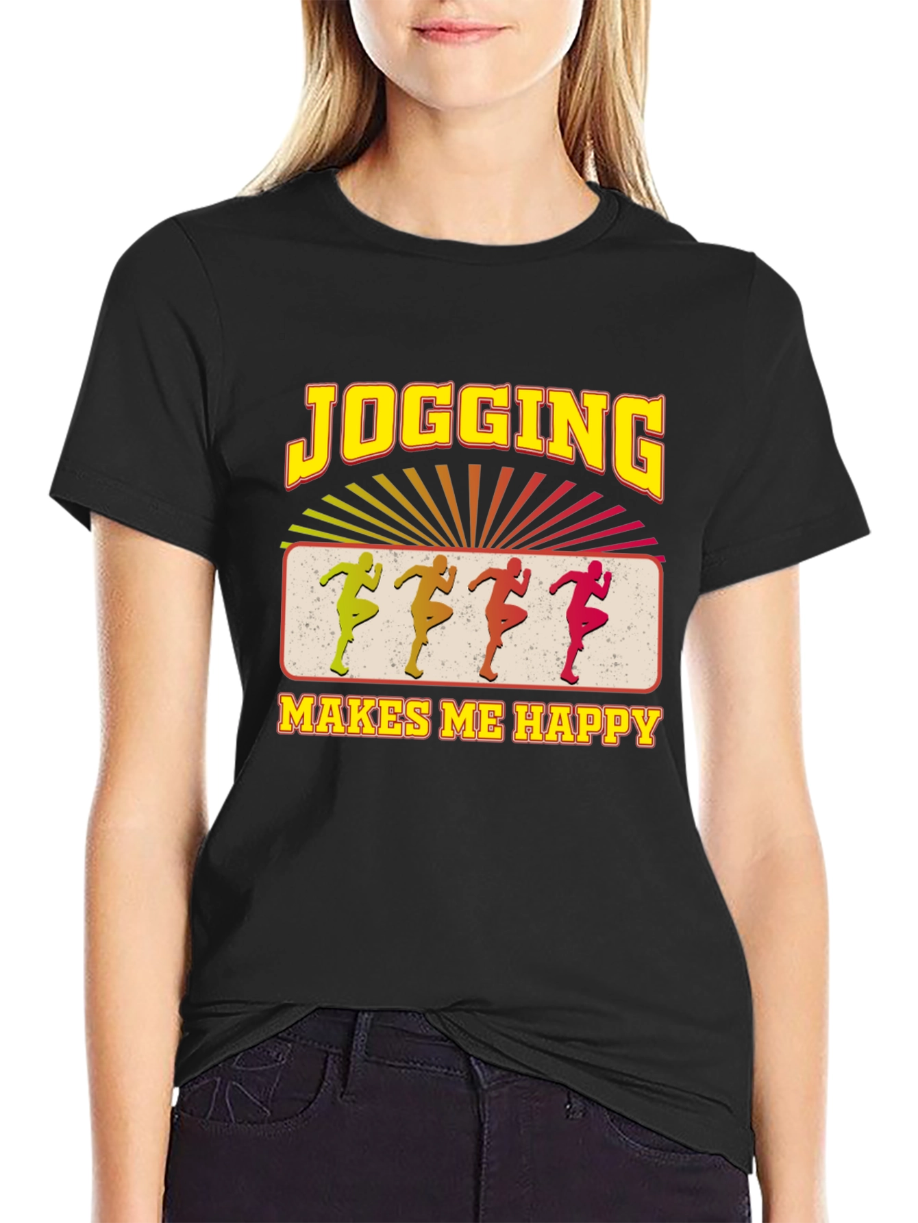 Jogging Makes Me Happy Black T-Shirt