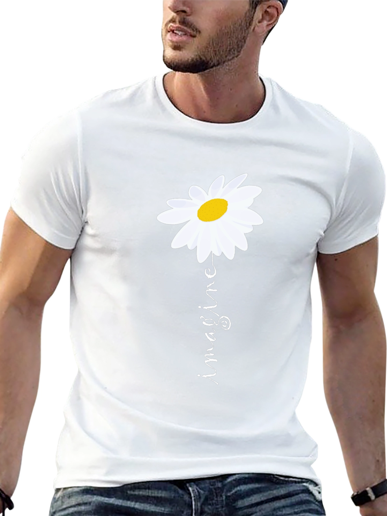 Imagine Daisy Graphic Tee - Unisex Black T-Shirt