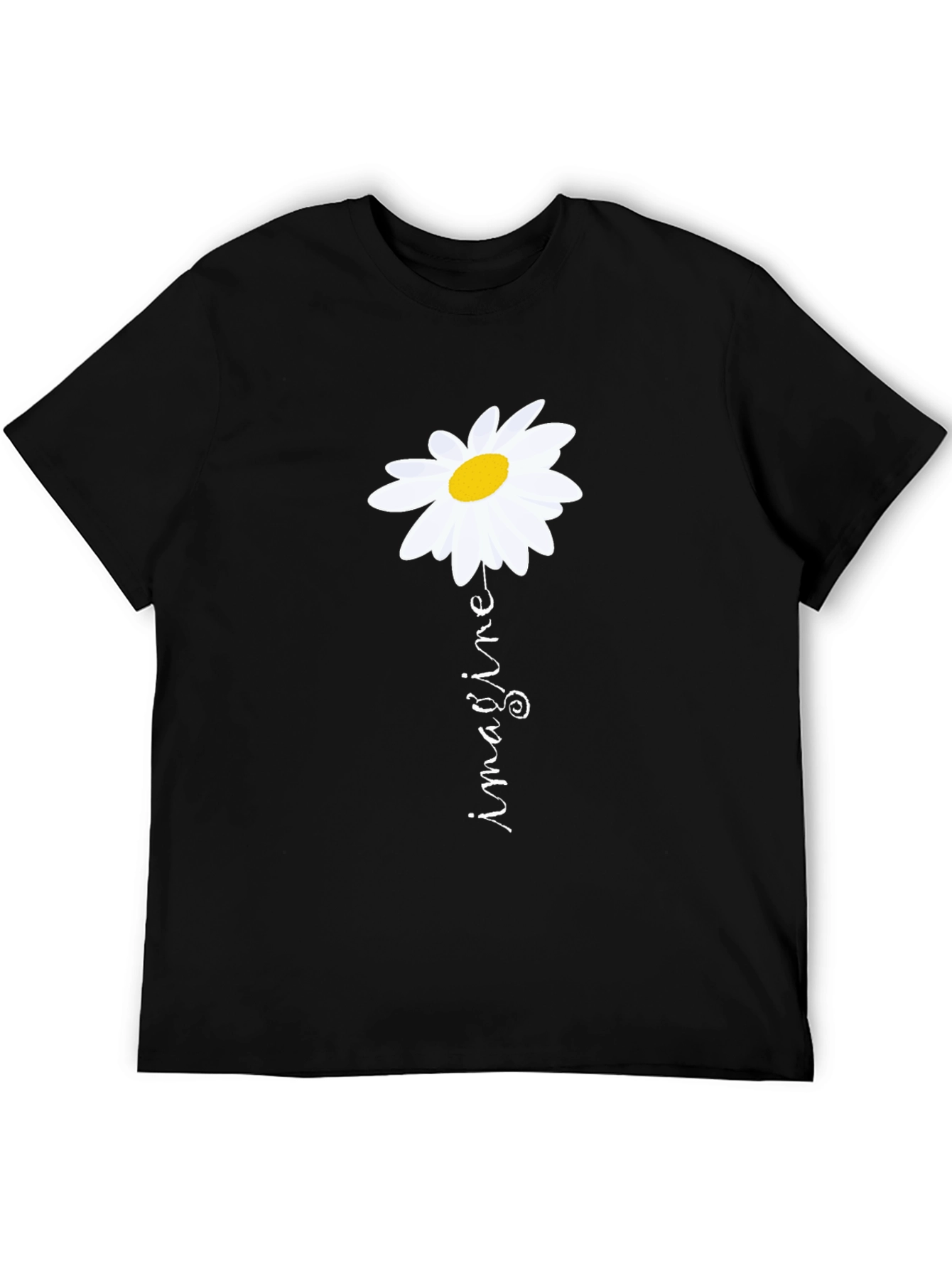 Imagine Daisy Graphic Tee - Unisex Black T-Shirt