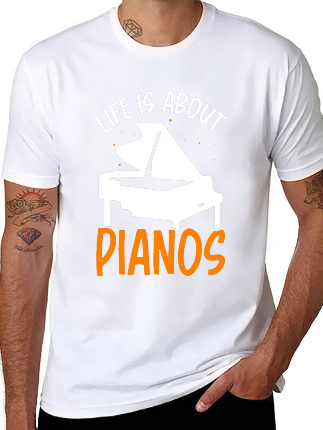 Life Is About Pianos Black T-Shirt
