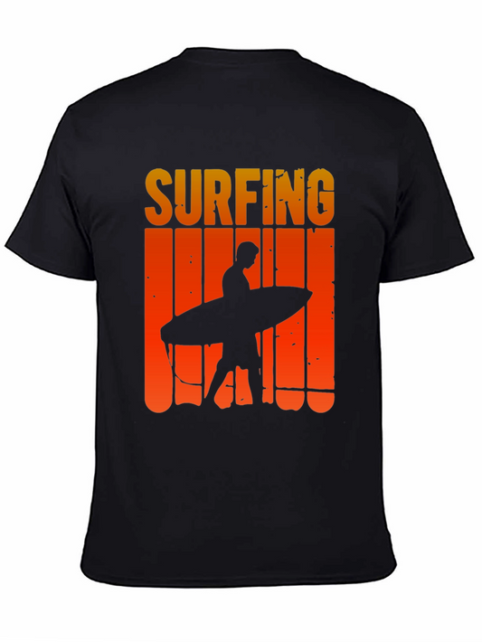 Surfing Silhouette Graphic Tee - Black