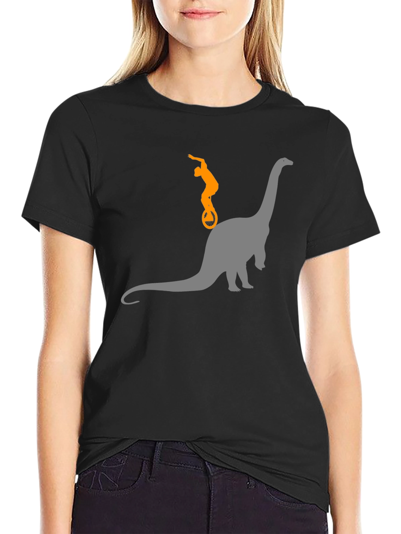 Dino Unicycle T-Shirt - Black Cotton Tee
