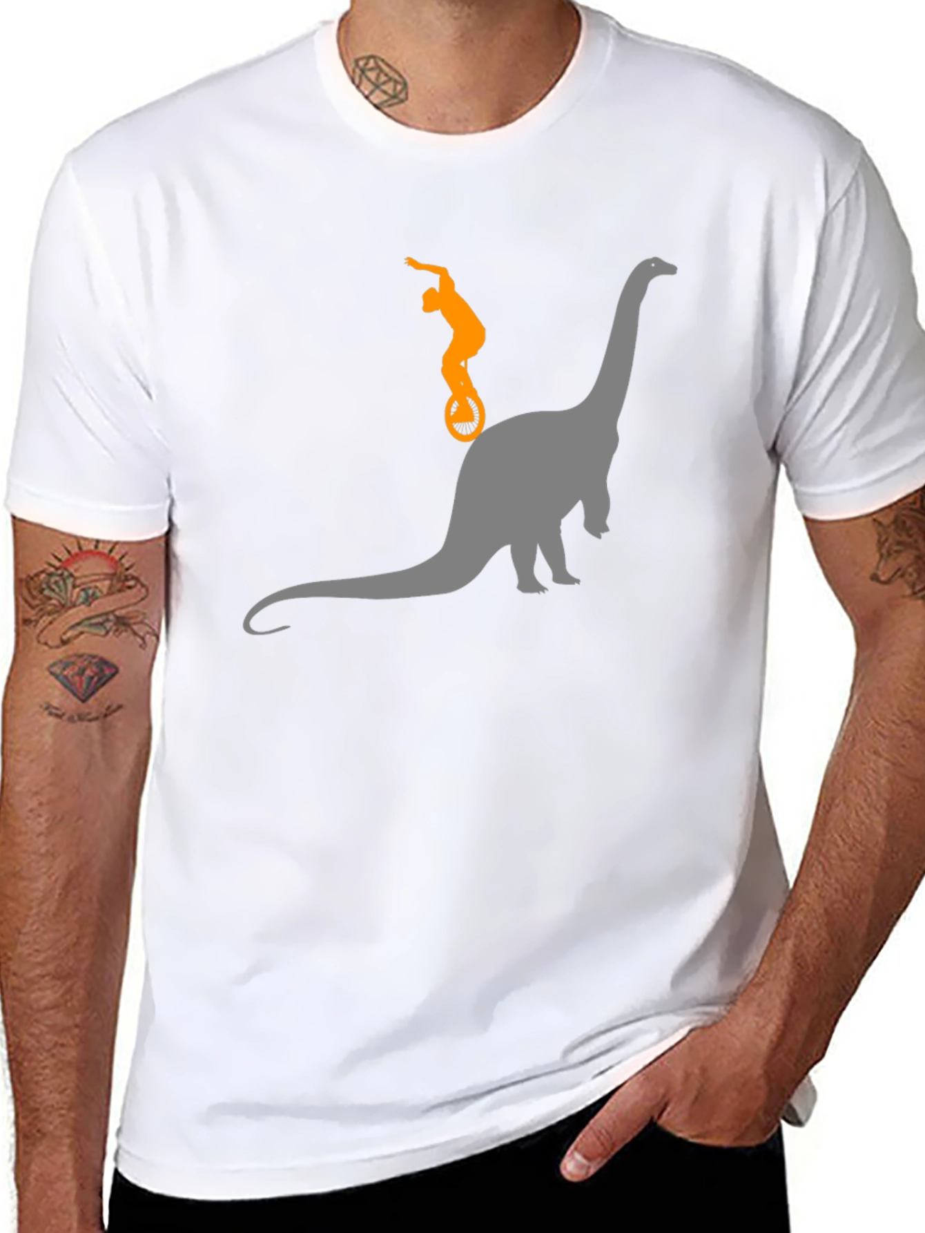 Dino Unicycle T-Shirt - Black Cotton Tee