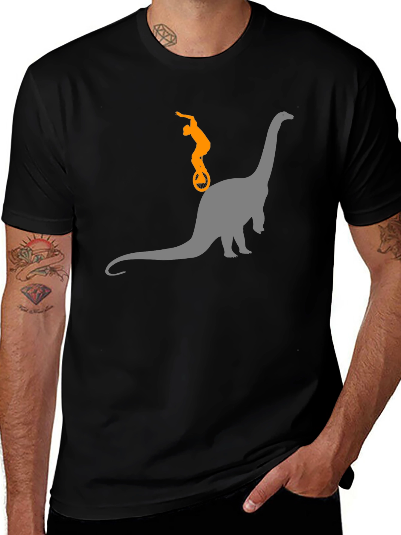 Dino Unicycle T-Shirt - Black Cotton Tee