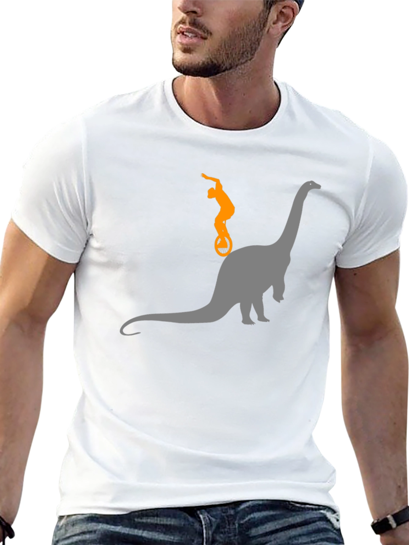 Dino Unicycle T-Shirt - Black Cotton Tee