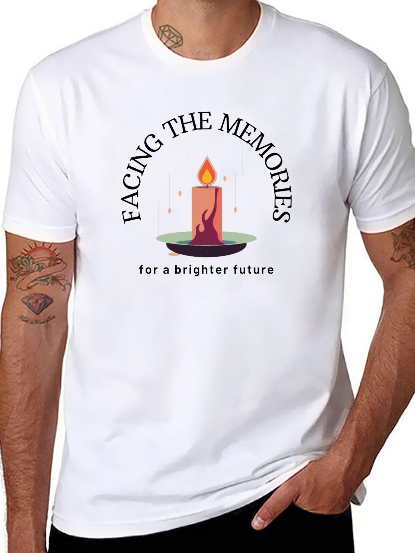 Facing The Memories Black Graphic T-Shirt