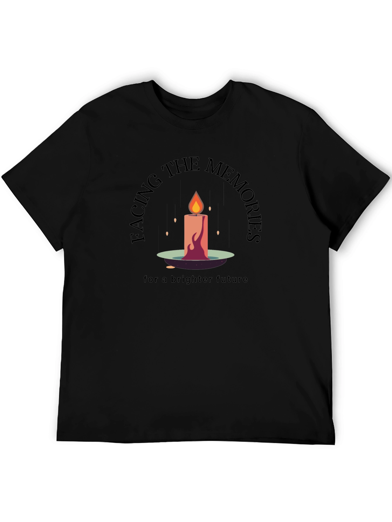 Facing The Memories Black Graphic T-Shirt