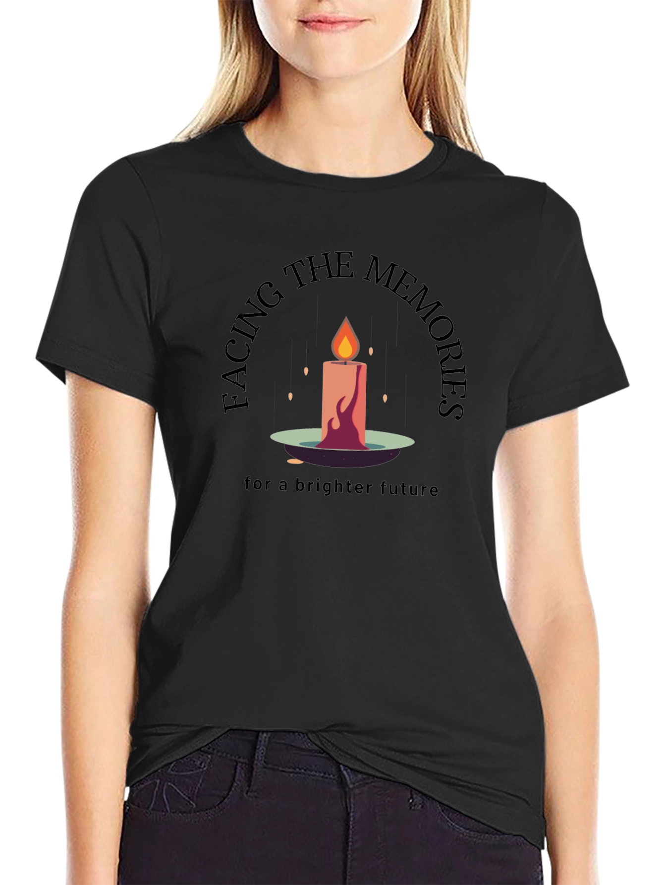 Facing The Memories Black Graphic T-Shirt