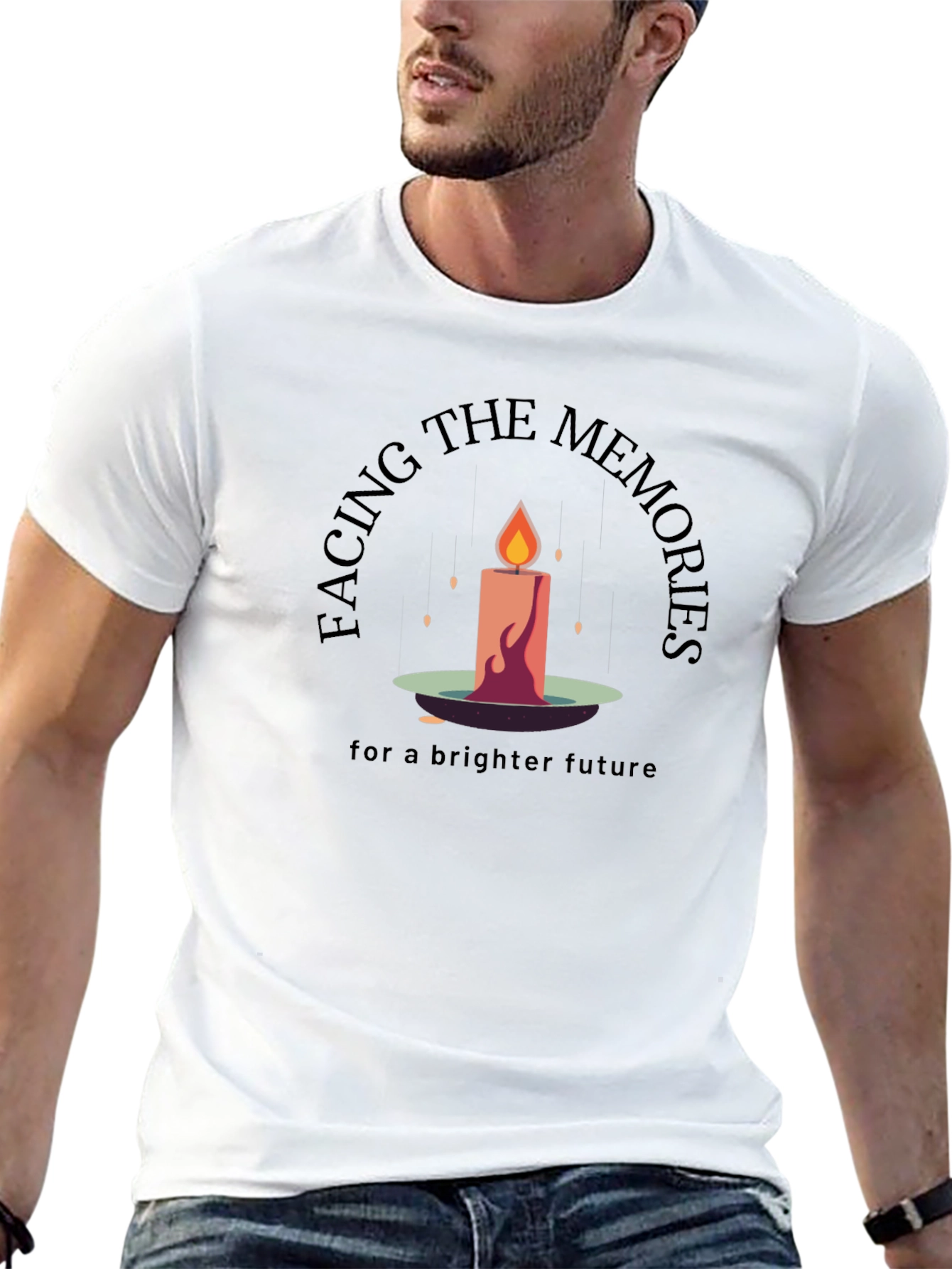 Facing The Memories Black Graphic T-Shirt