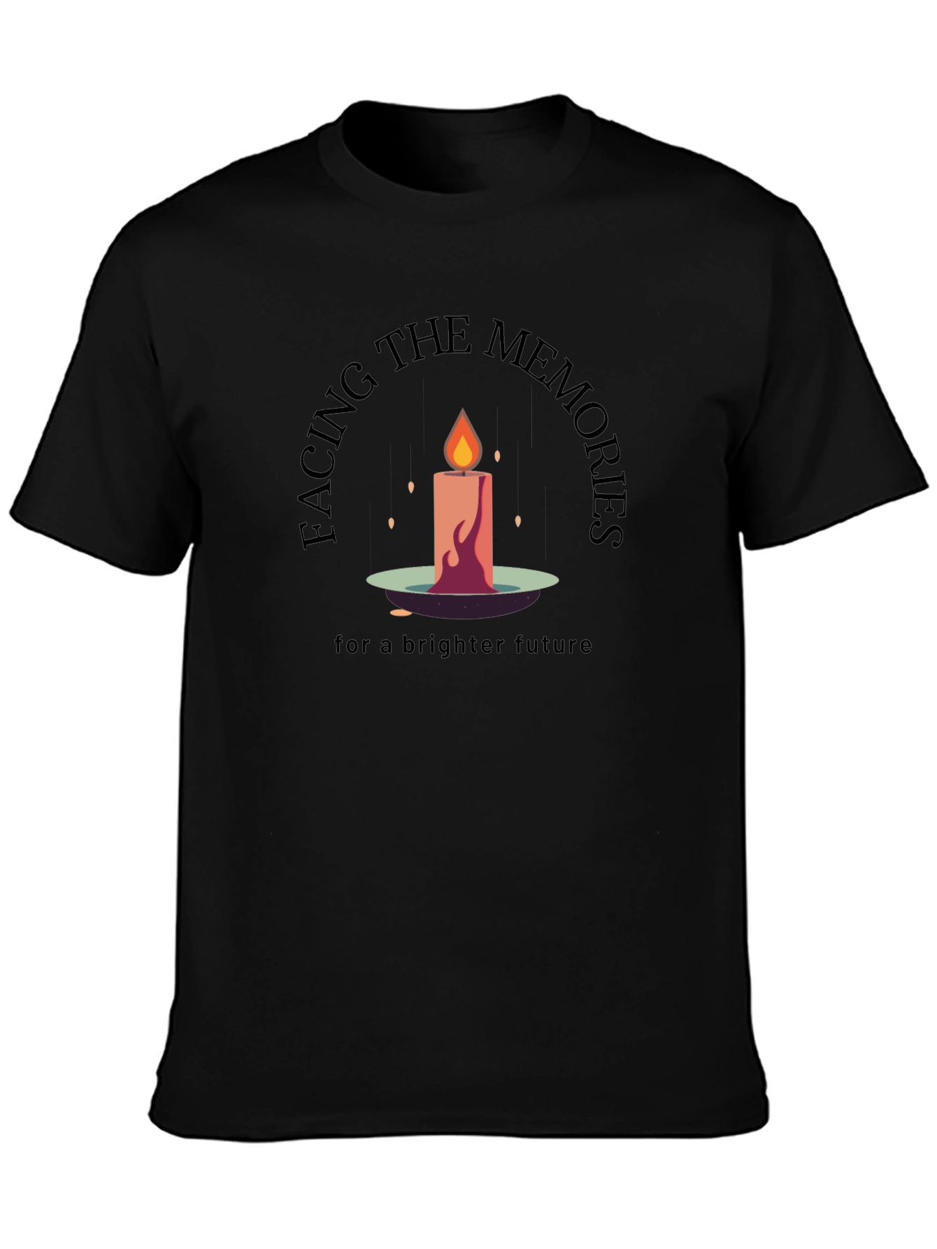 Facing The Memories Black Graphic T-Shirt