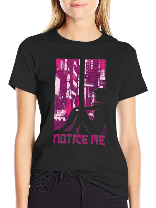 Notice Me Anime Graphic Black Tee