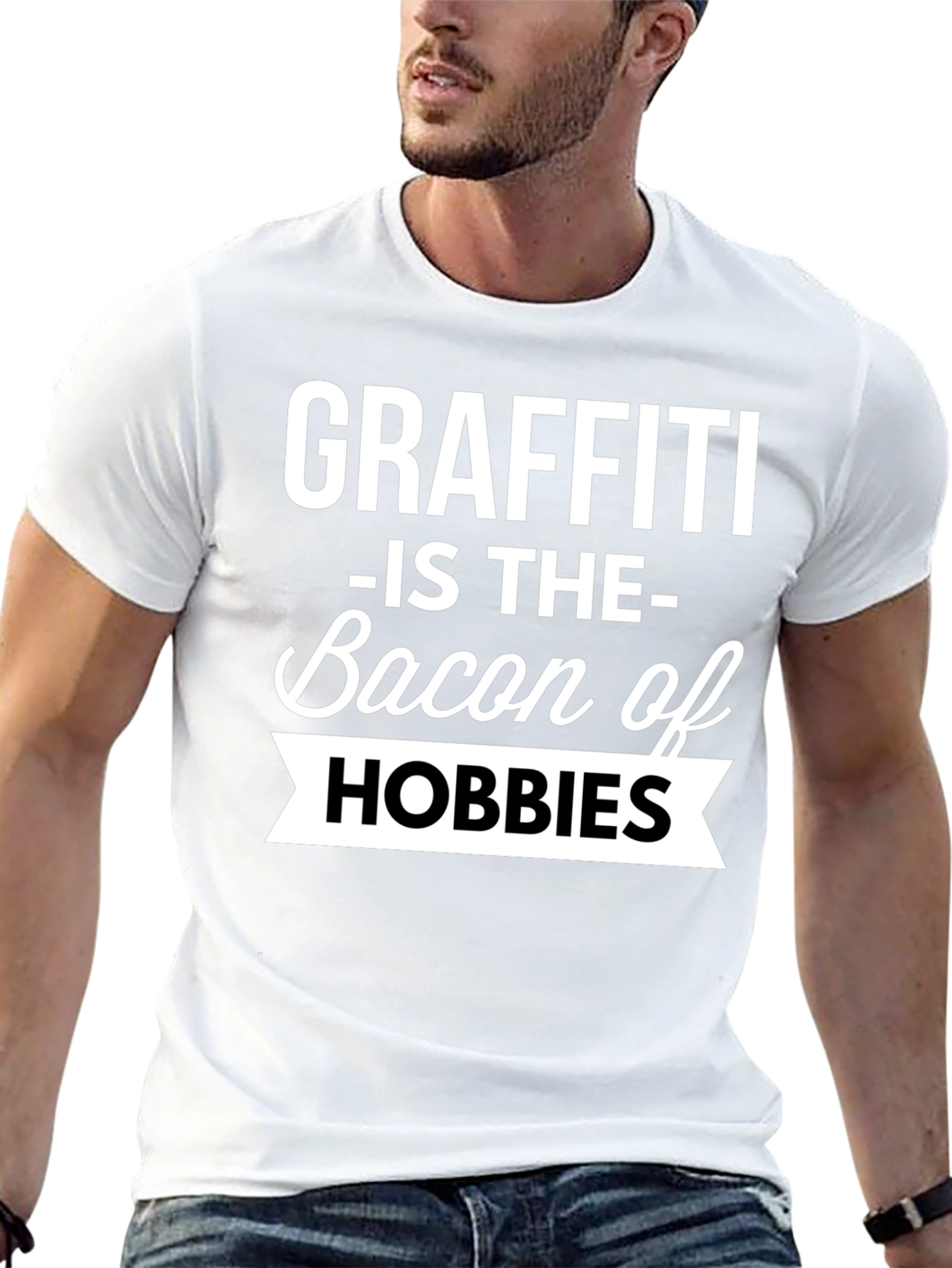 Graffiti Bacon Hobbies Black T-Shirt