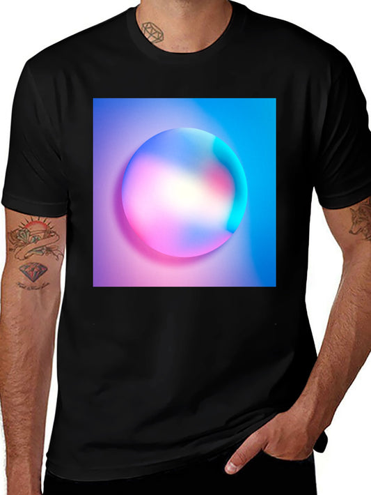 Abstract Sphere Graphic Tee - Black Cotton Blend Shirt