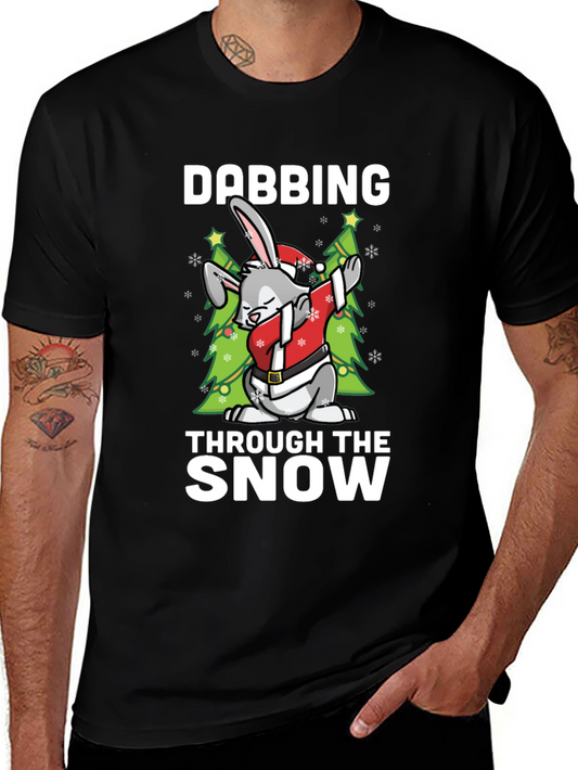 Dabbing Through The Snow Christmas Bunny T-Shirt