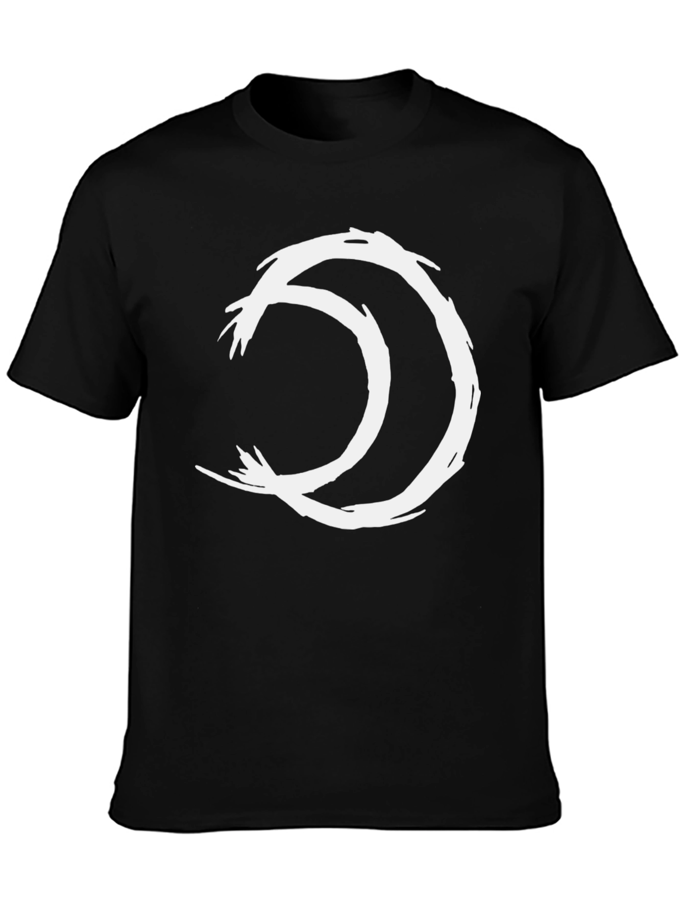 Abstract Moon Graphic Tee - Black Cotton Casual Shirt