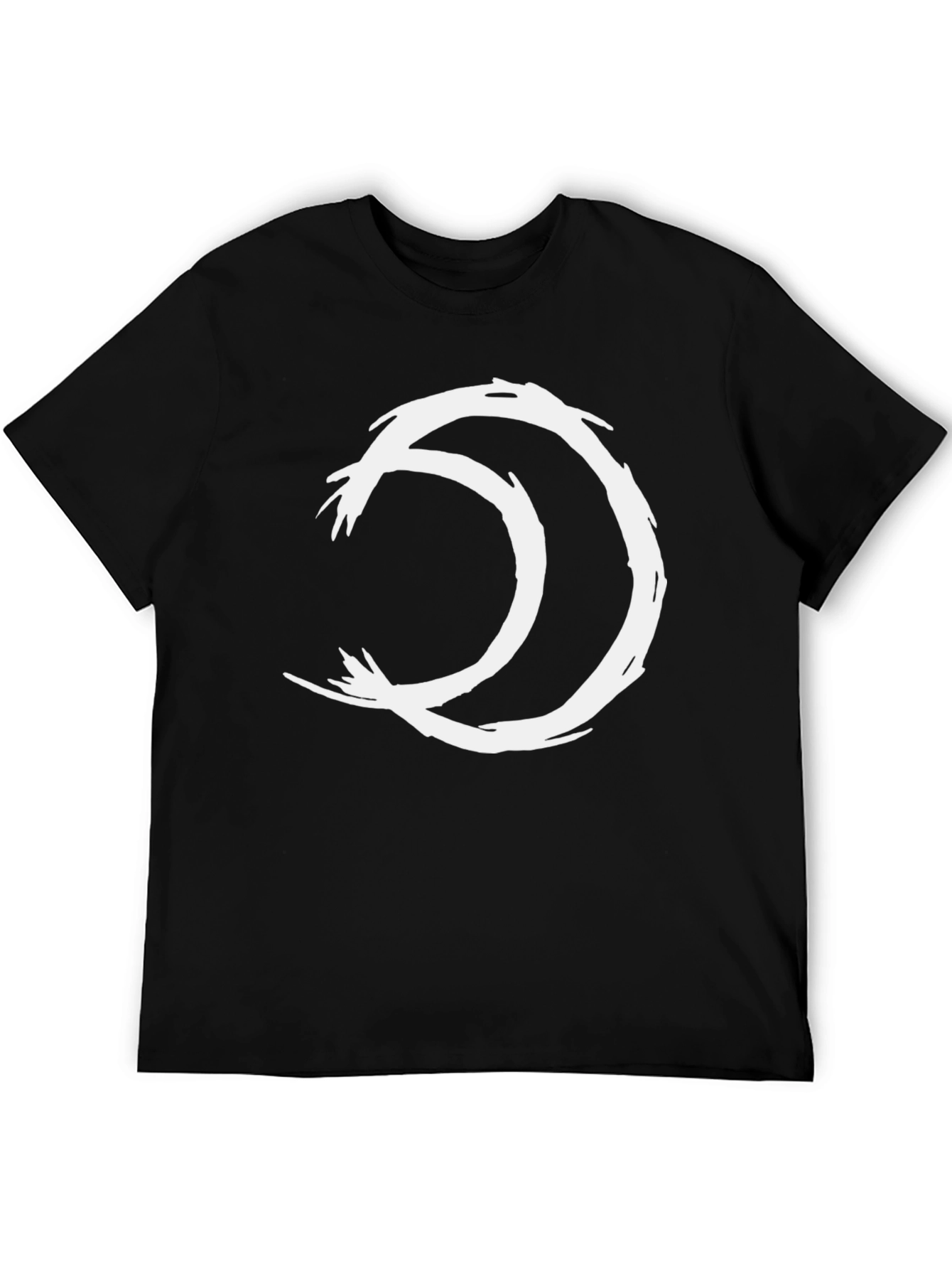 Abstract Moon Graphic Tee - Black Cotton Casual Shirt