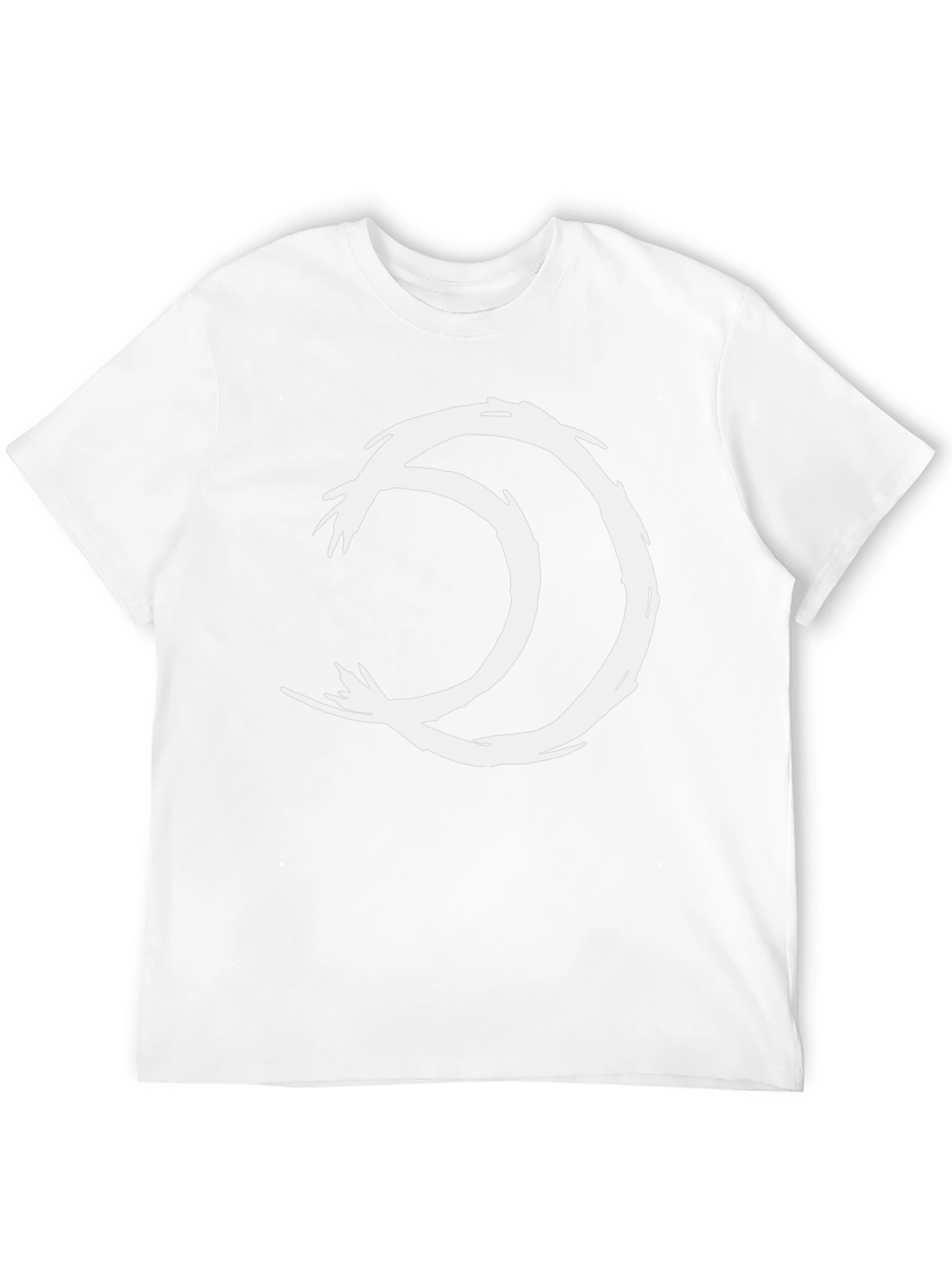Abstract Moon Graphic Tee - Black Cotton Casual Shirt