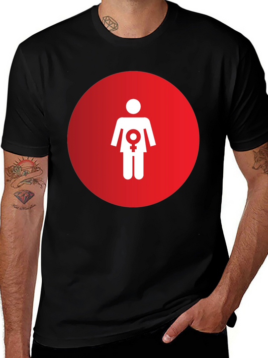 Feminist Symbol T-Shirt - Red Circle Design