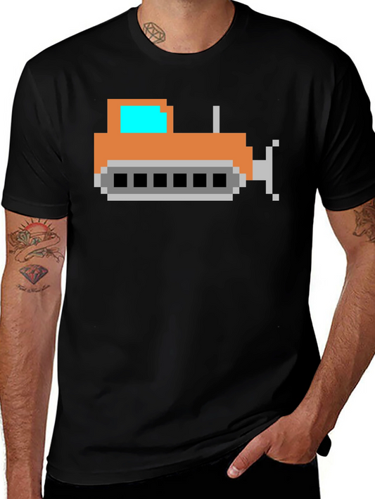 Pixel Art Bulldozer Tee - Retro Gaming Style