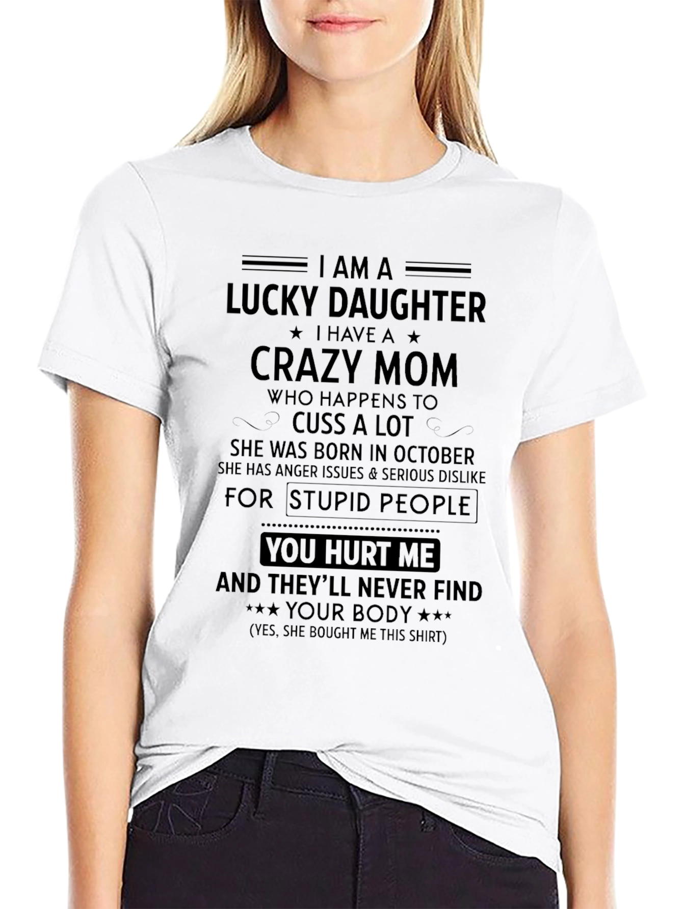 Lucky Daughter Crazy Mom Graphic Tee
