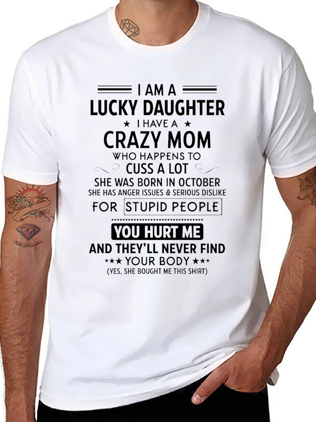Lucky Daughter Crazy Mom Graphic Tee