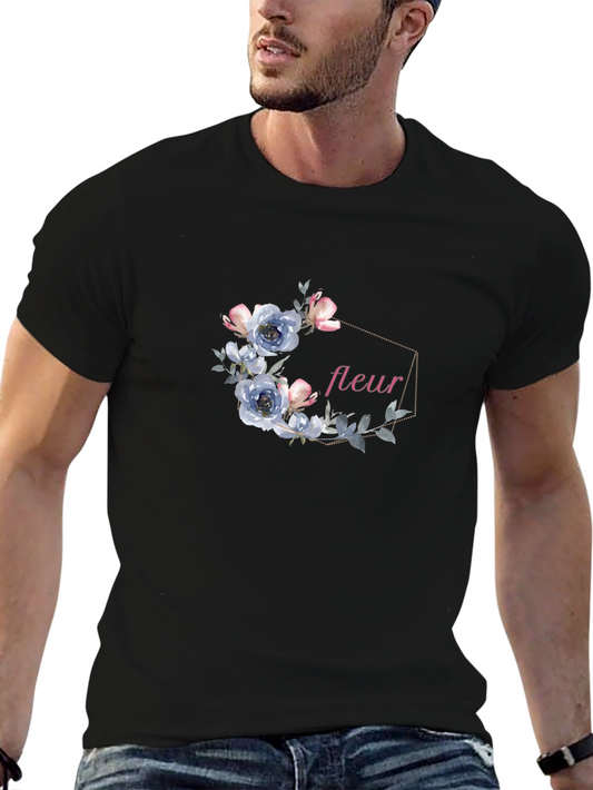 Floral Fleur Graphic Black Tee Shirt