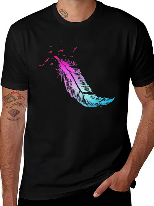 Feather Fade Graphic Tee - Black Casual Comfort
