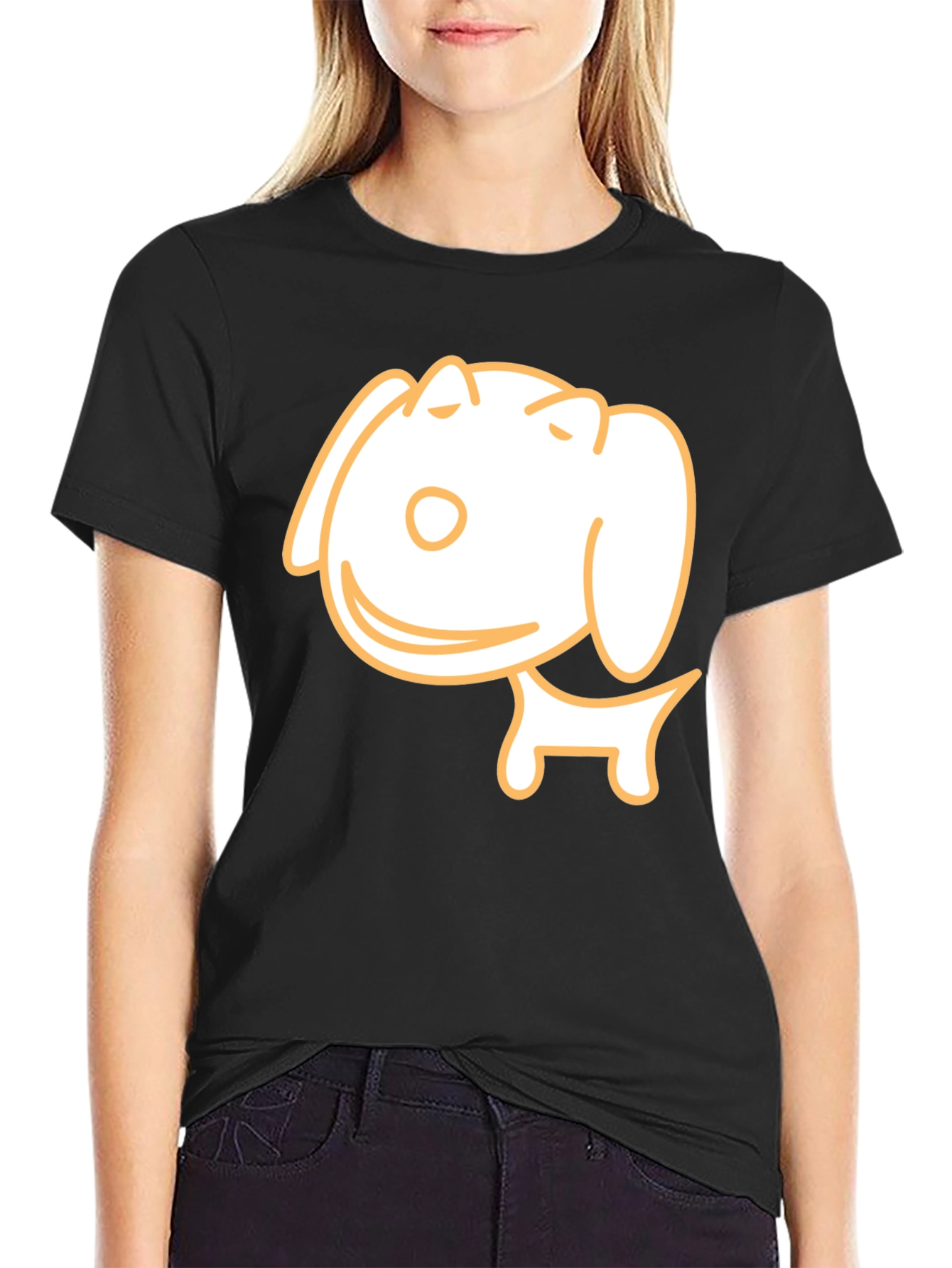 Cute Dog Graphic T-Shirt - Black Casual Tee