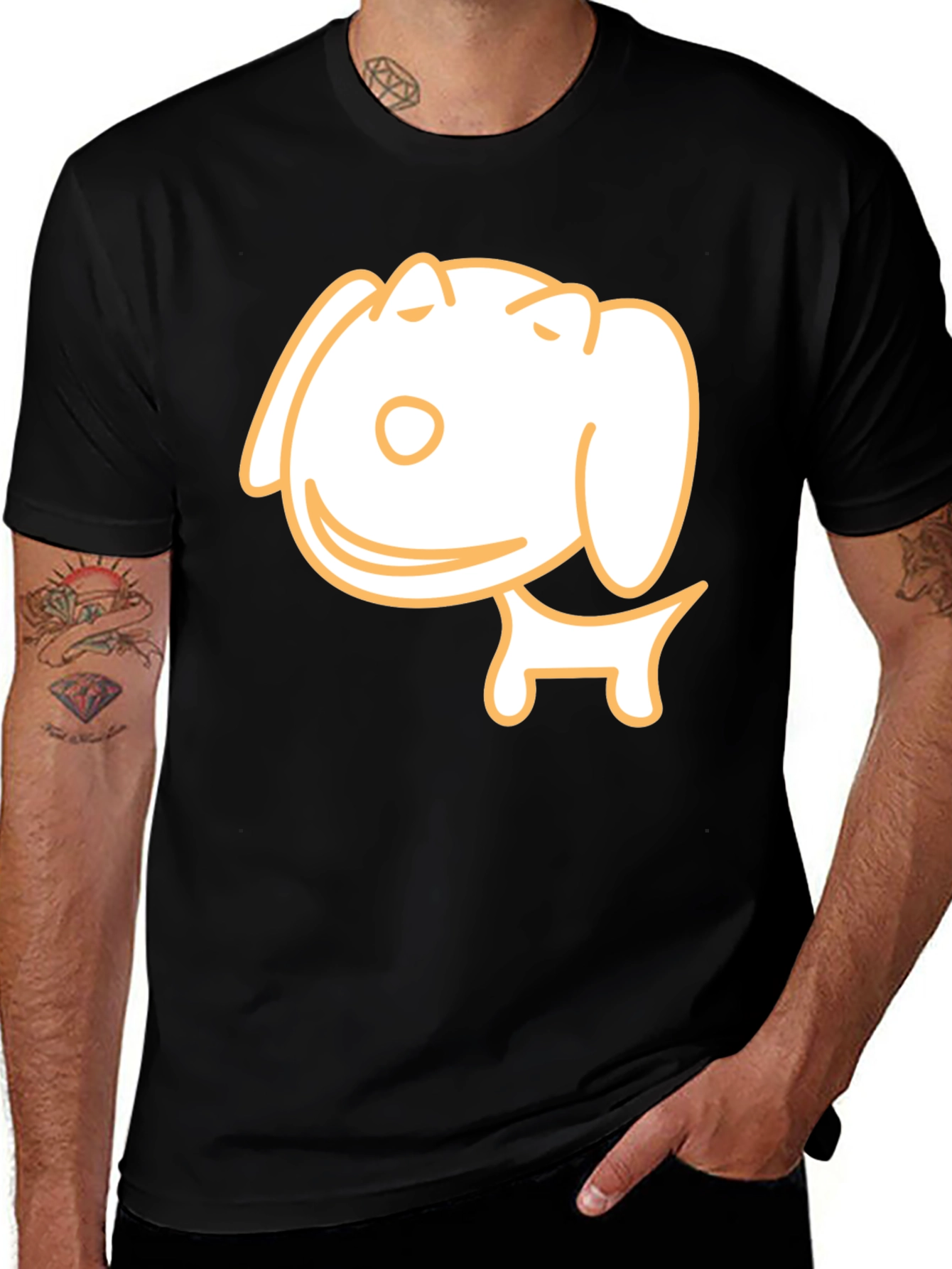 Cute Dog Graphic T-Shirt - Black Casual Tee