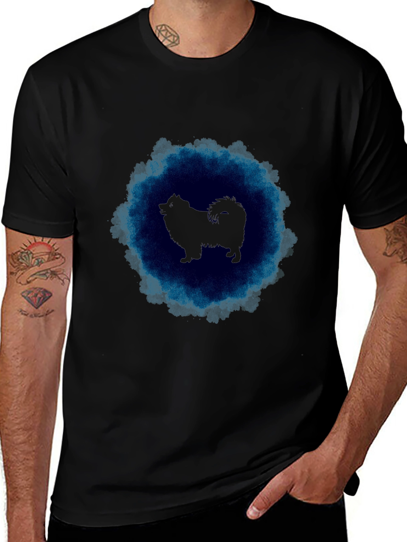 Dog Silhouette Graphic Black T-Shirt